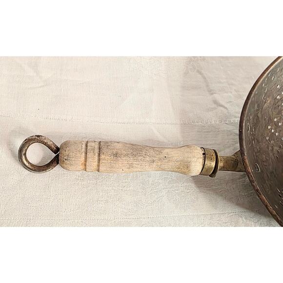 Vintage Stainless Steel Collander w/Copper & Brass Outside & Wood Handle - Picture 3 of 6